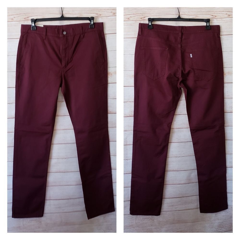 Levi's Straight Leg Zipper Fly Cargo Pants Jeans Men's Size W34 x L34 Burgundy